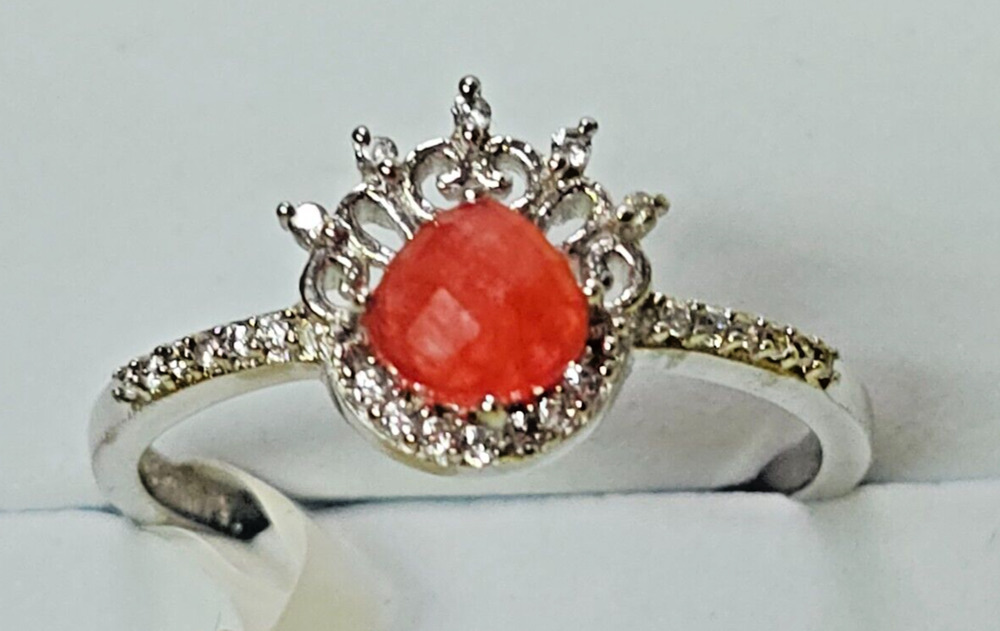 Bomb Party Rhodium Ring - Genuine Red Quartz -RBP3437 - Size 7